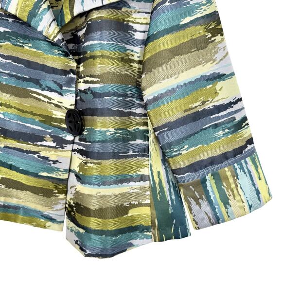 IC by Connie K Sz Small Green Wearable Art to Wear Blazer Blouse Shirt Top - Picture 6 of 8